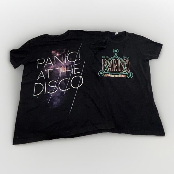 Lot Of 2 Panic At The Disco Band Graphic T Shirts Short Sleeve Tee Women Sm E1 - Picture 1 of 12